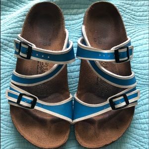 Blue and White Birkenstocks Size 5
